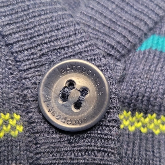 Aeropostale Striped Deep V-neck Cardigan Sweater Women's Size Large - Picture 6 of 14